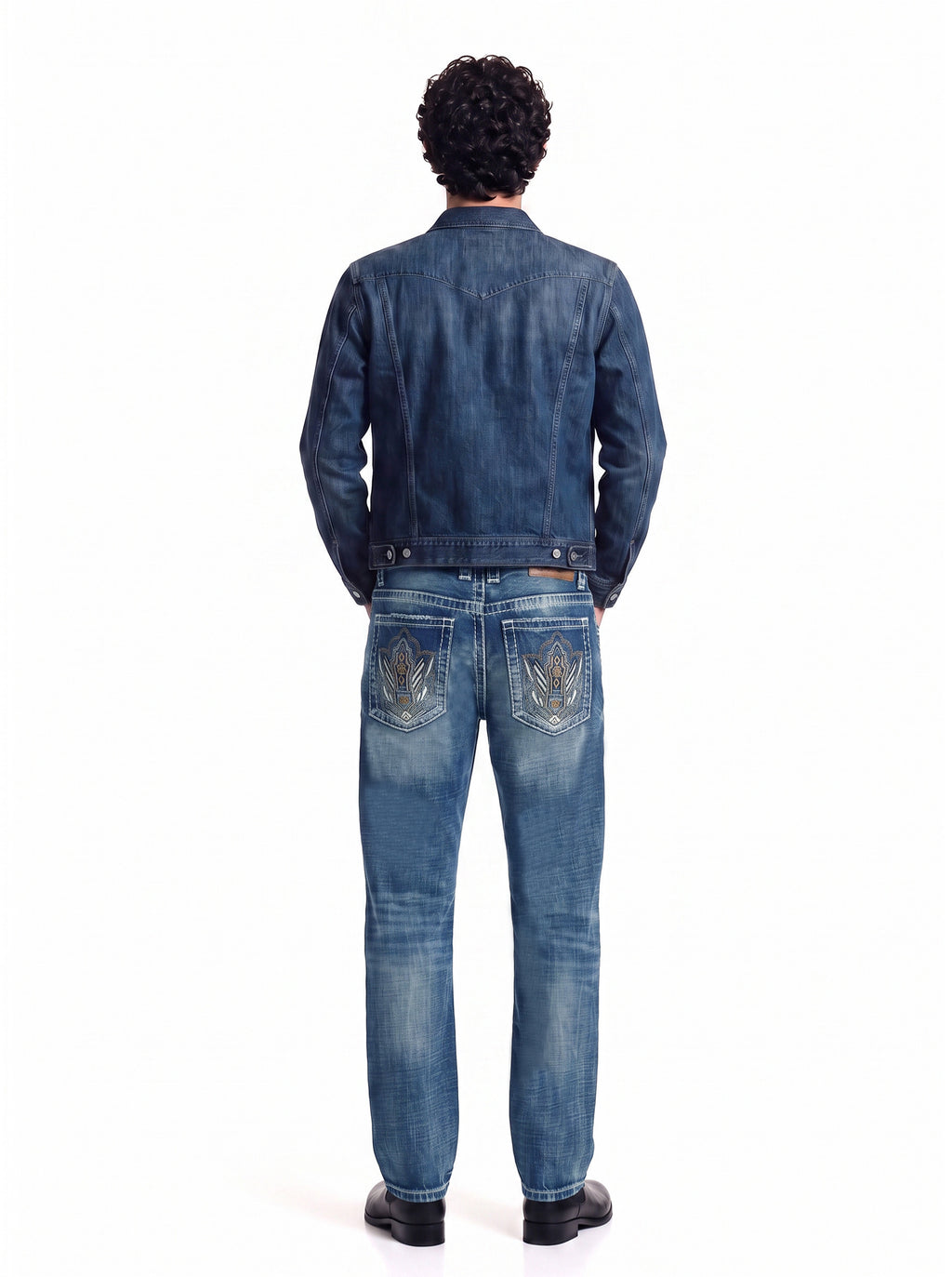 Neil Crest Embroidered Straight Jean