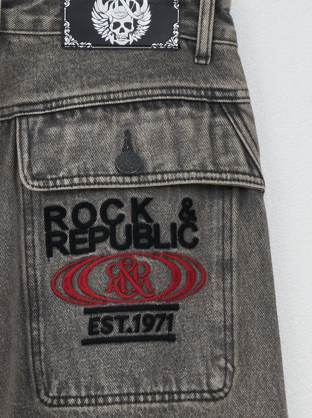 Rhys Allover Stud Barrel Leg Jean