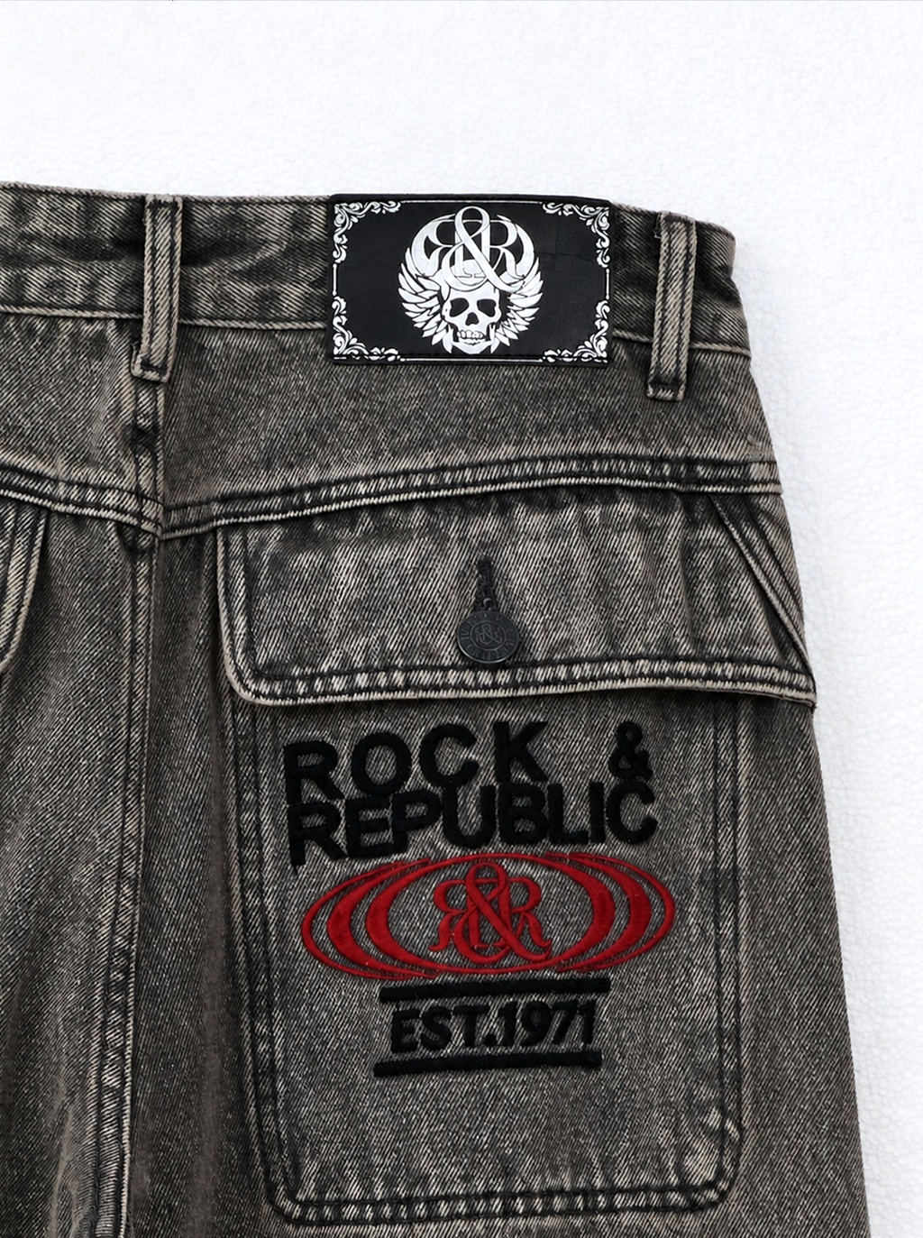 Rhys Allover Stud Barrel Leg Jean