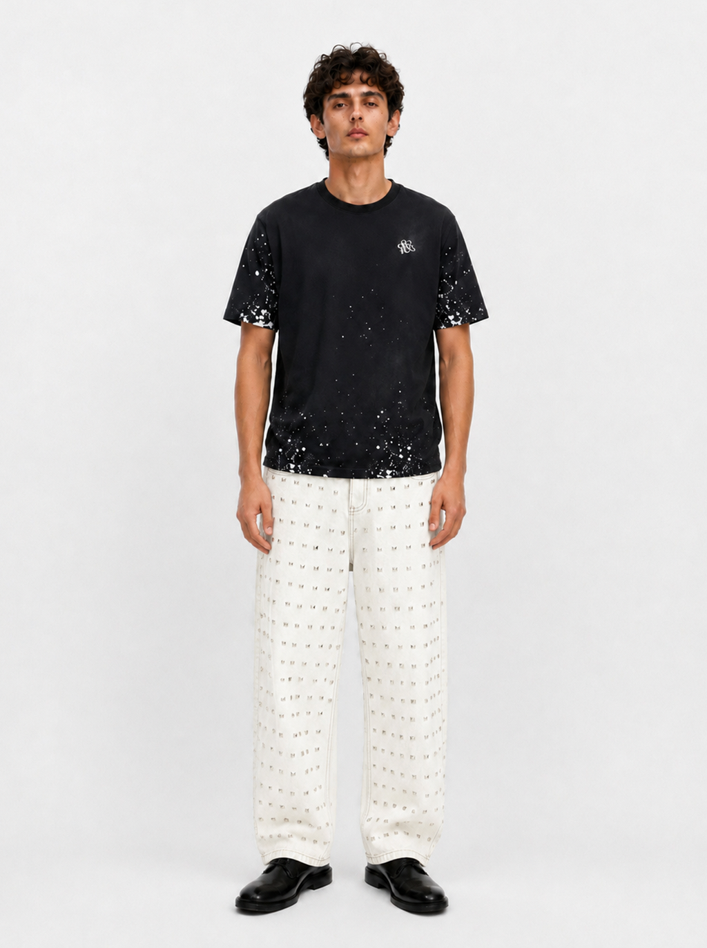 Rhys Allover Stud Barrel Leg Jean