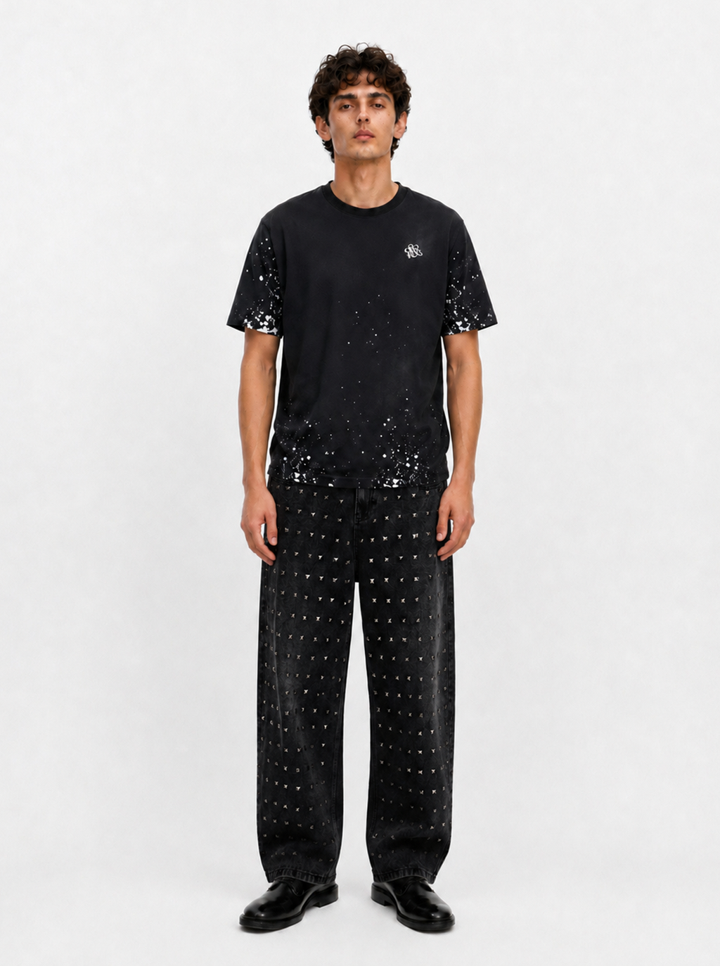 Rhys Allover Stud Barrel Leg Jean