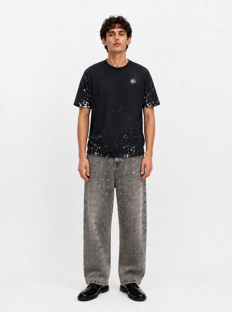 Rhys Allover Stud Barrel Leg Jean