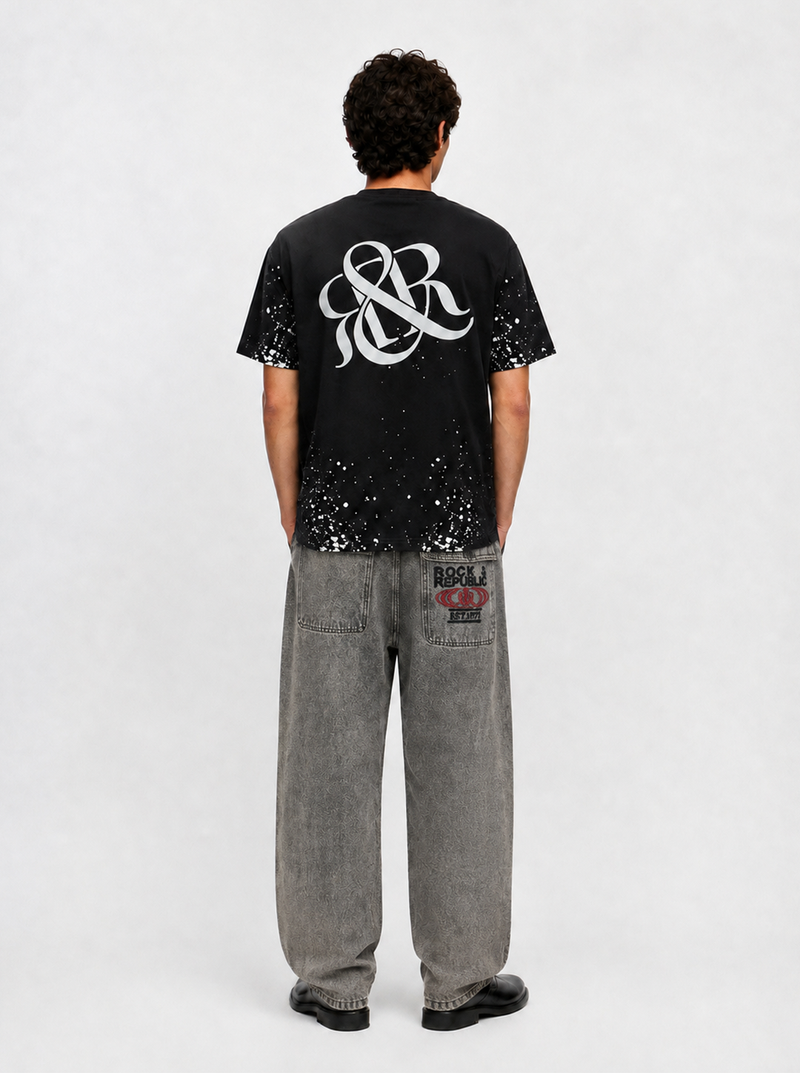 Rhys Allover Stud Barrel Leg Jean