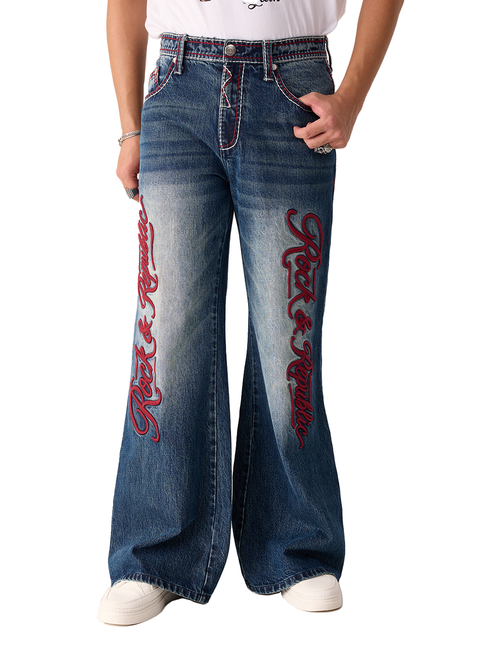 Henlee Red Graphic Bootcut Jean