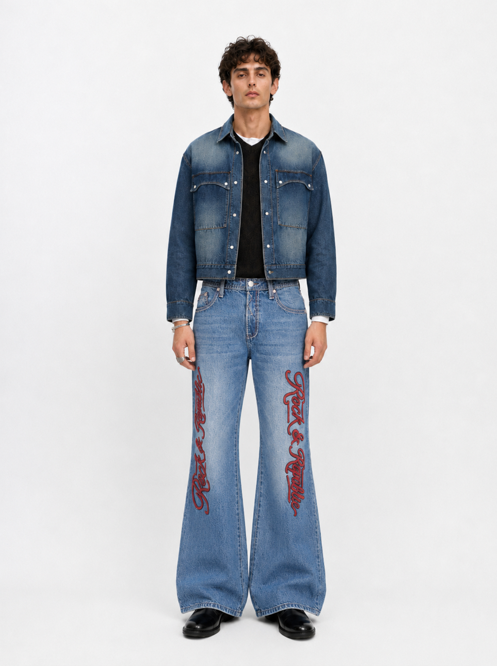 Henlee Red Graphic Bootcut Jean