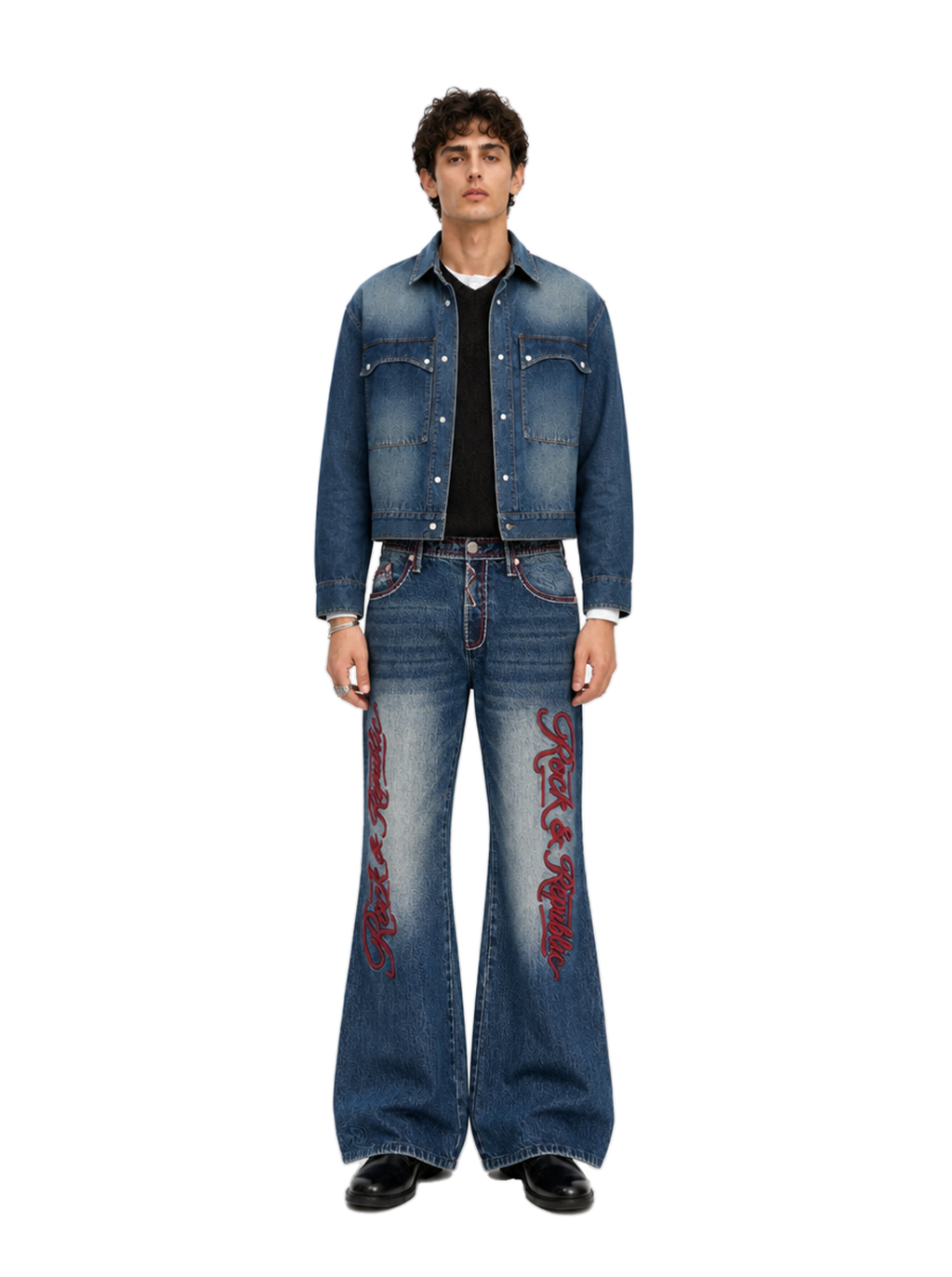 Henlee Red Graphic Bootcut Jean