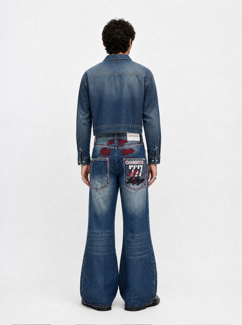 Henlee Red Graphic Bootcut Jean