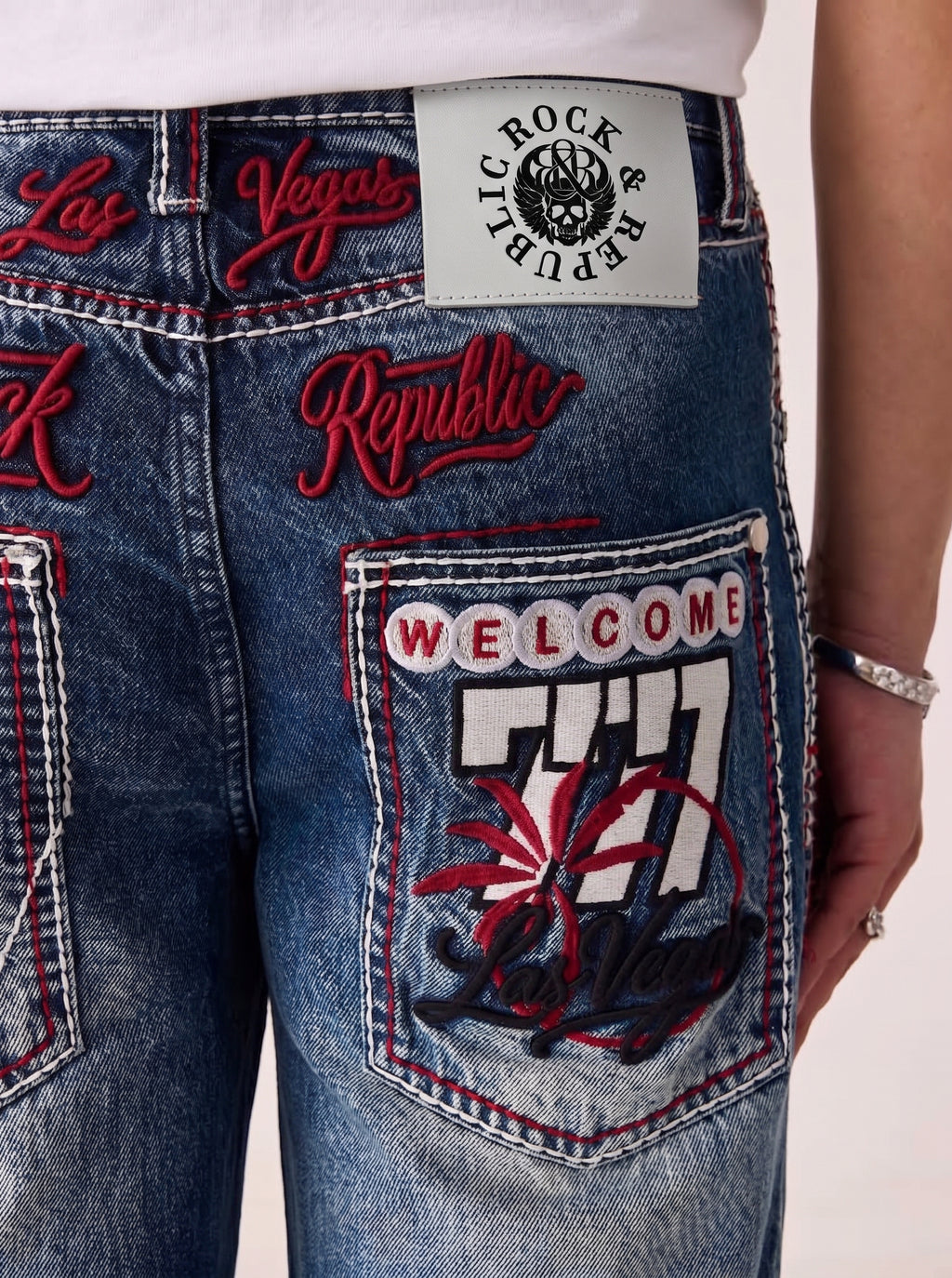 Henlee Red Graphic Bootcut Jean