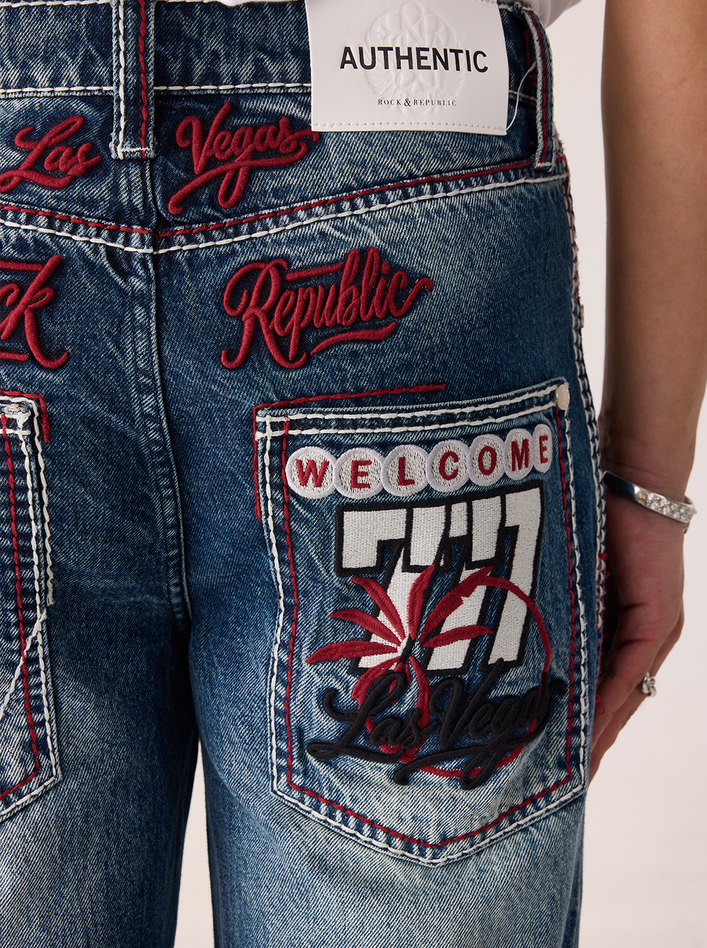 Henlee Red Graphic Bootcut Jean