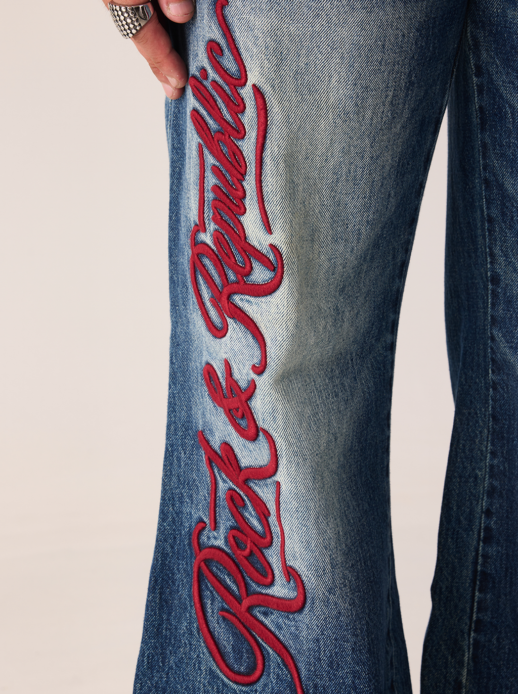 Henlee Red Graphic Bootcut Jean