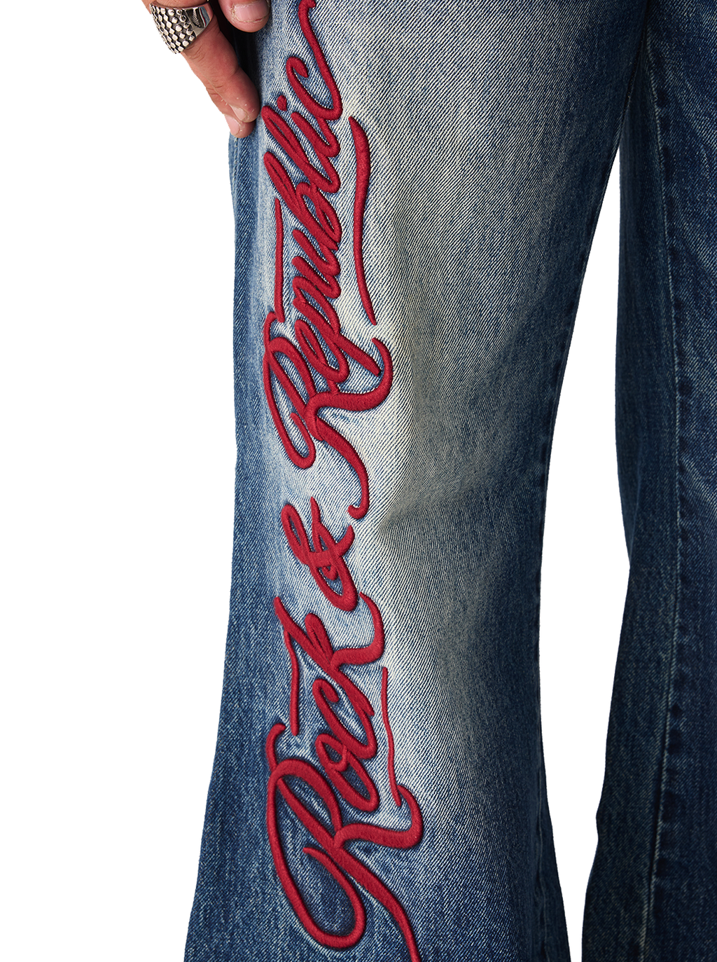 Henlee Red Graphic Bootcut Jean