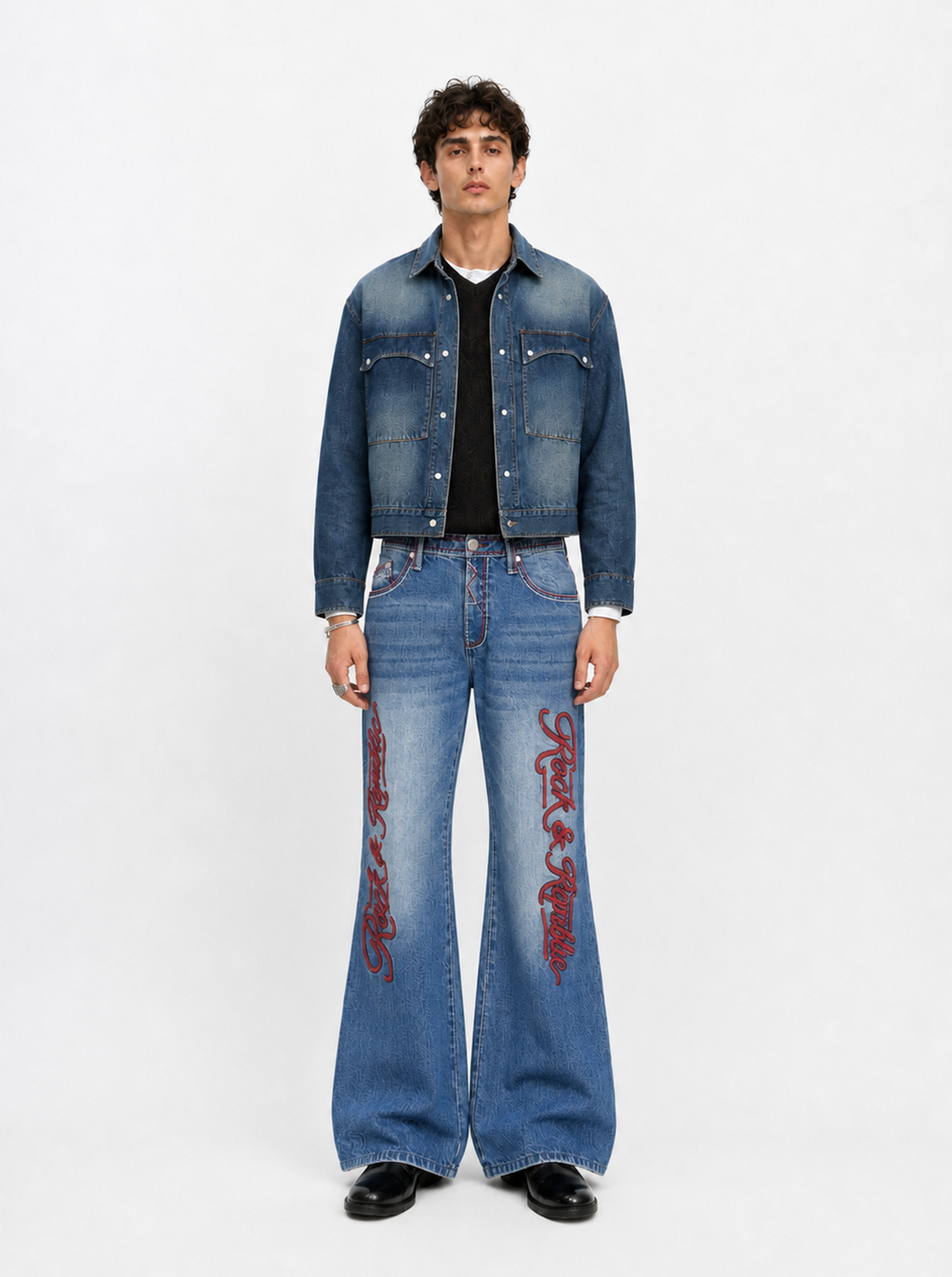 Henlee Red Graphic Bootcut Jean