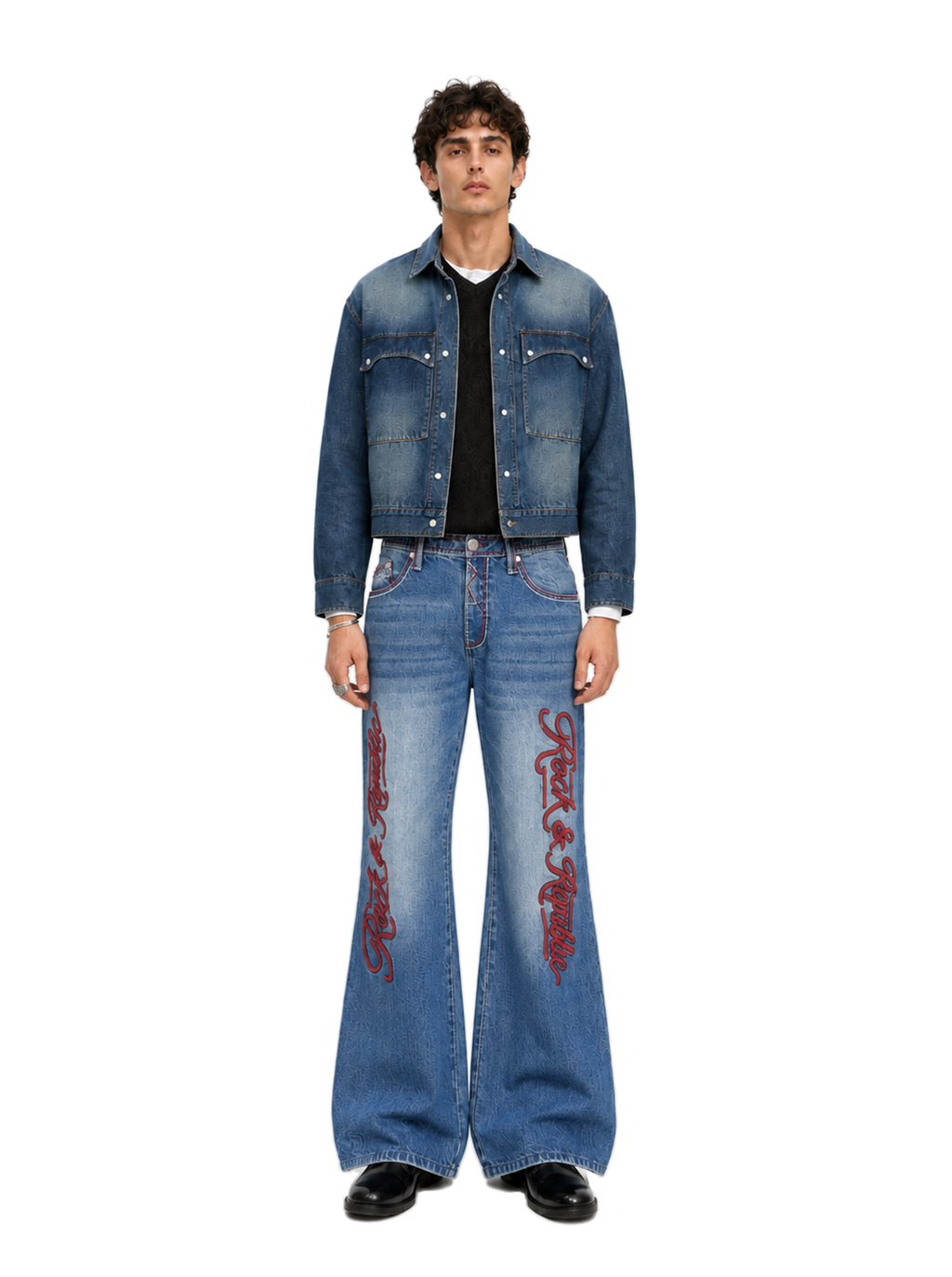 Henlee Red Graphic Bootcut Jean