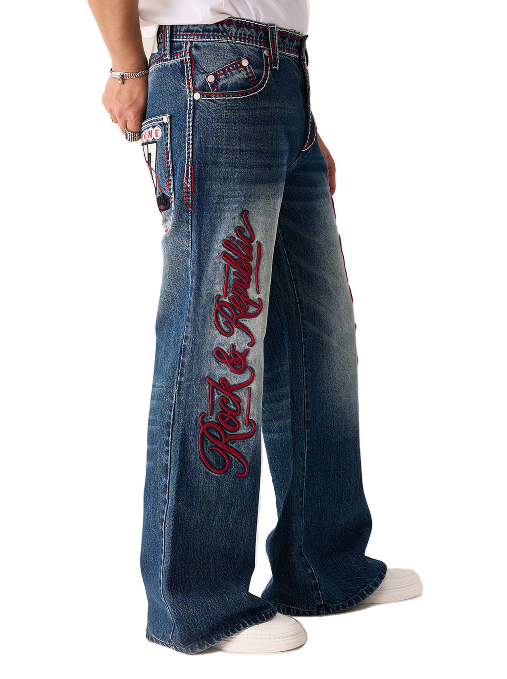 Henlee Red Graphic Bootcut Jean