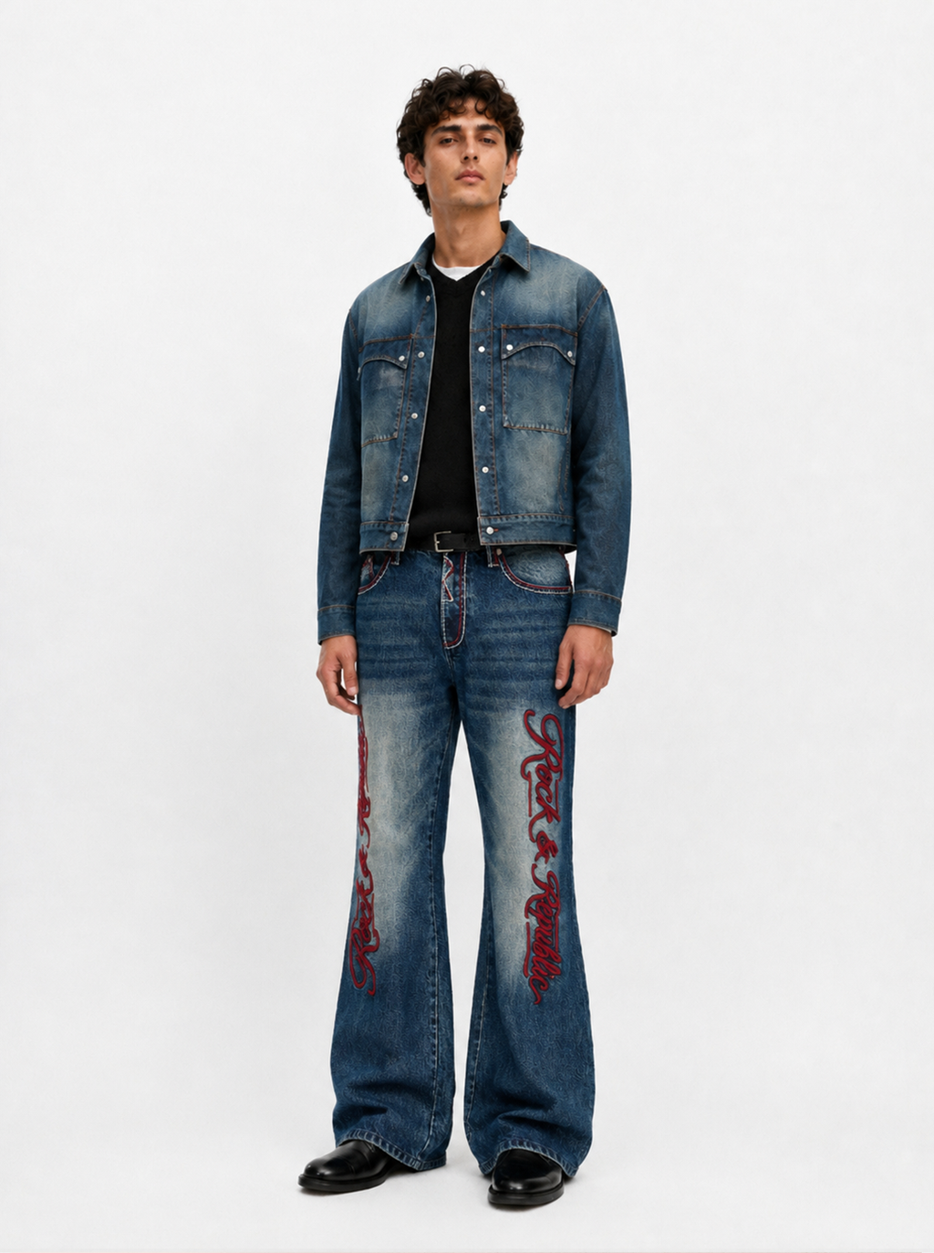 Henlee Red Graphic Bootcut Jean