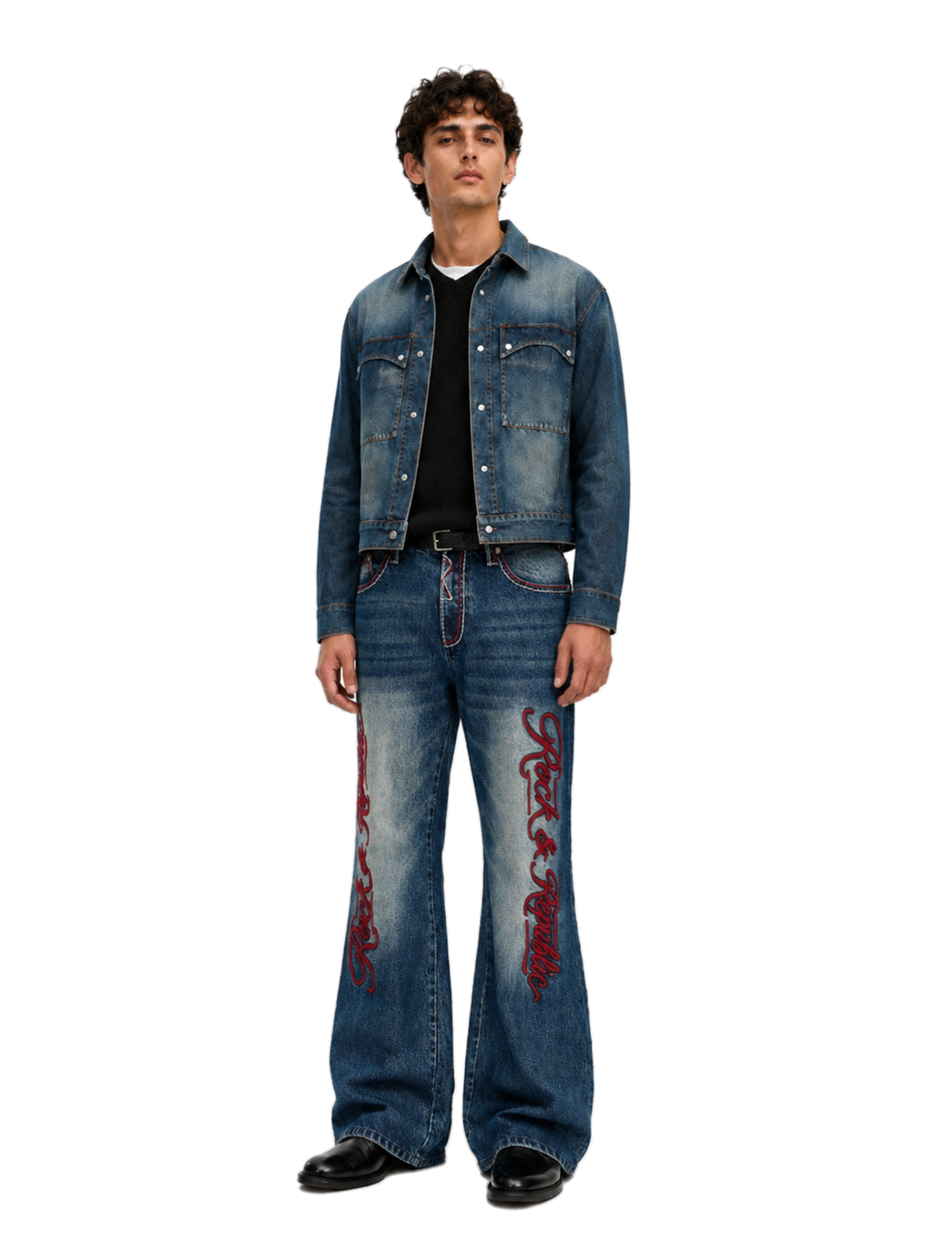 Henlee Red Graphic Bootcut Jean