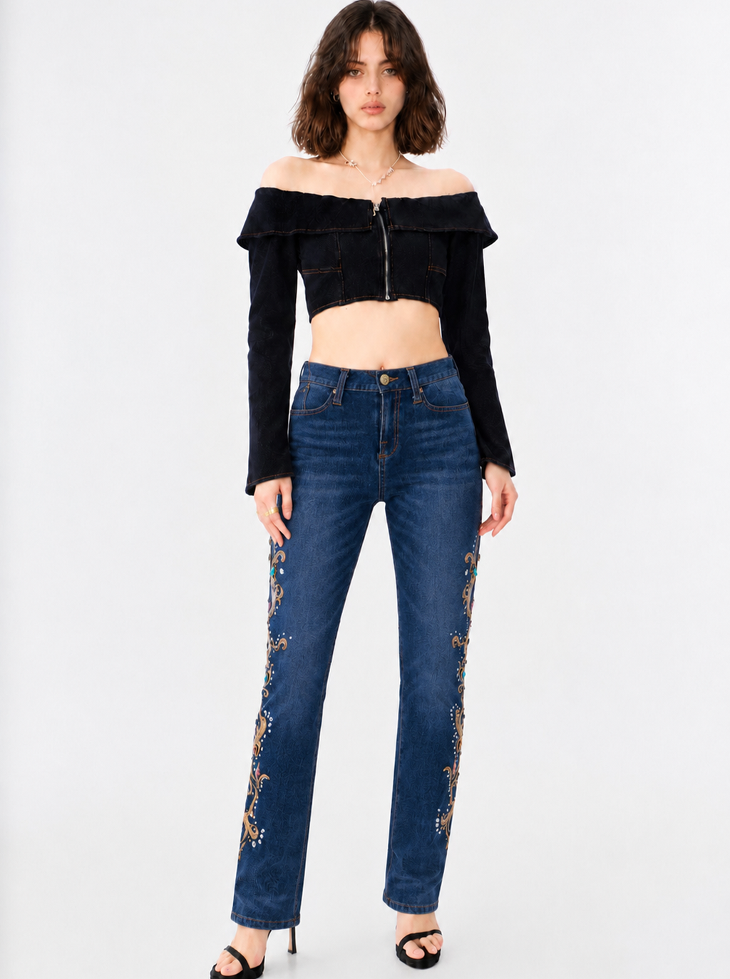 Fever Sunburst Embroidered Bootcut Jean