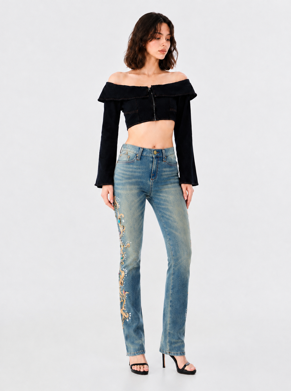 Fever Sunburst Embroidered Bootcut Jean