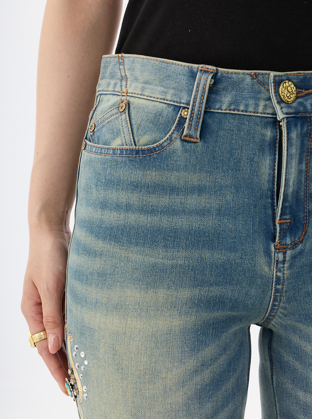 Fever Sunburst Embroidered Bootcut Jean