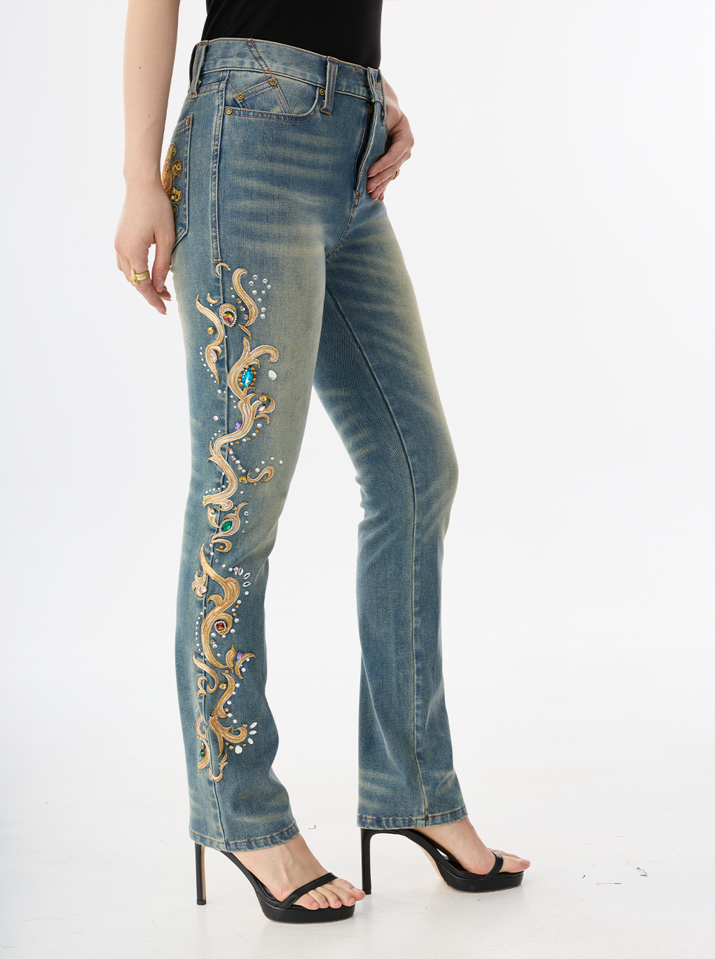 Fever Sunburst Embroidered Bootcut Jean