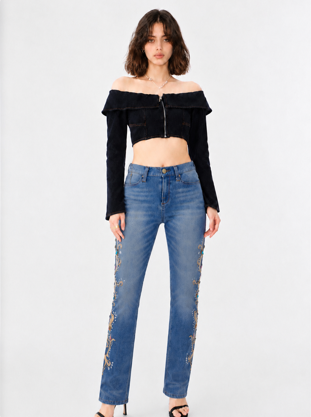 Fever Sunburst Embroidered Bootcut Jean