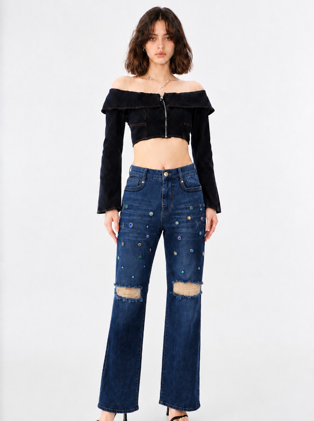 Kaia Multi-Color Crystal Straight Jean