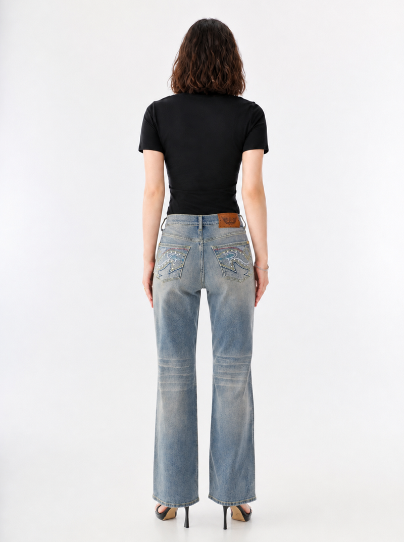 Kaia Multi-Color Crystal Straight Jean