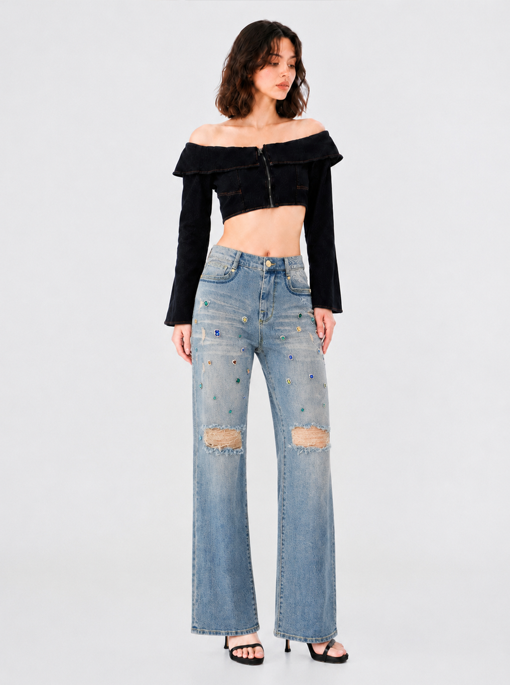 Kaia Multi-Color Crystal Straight Jean