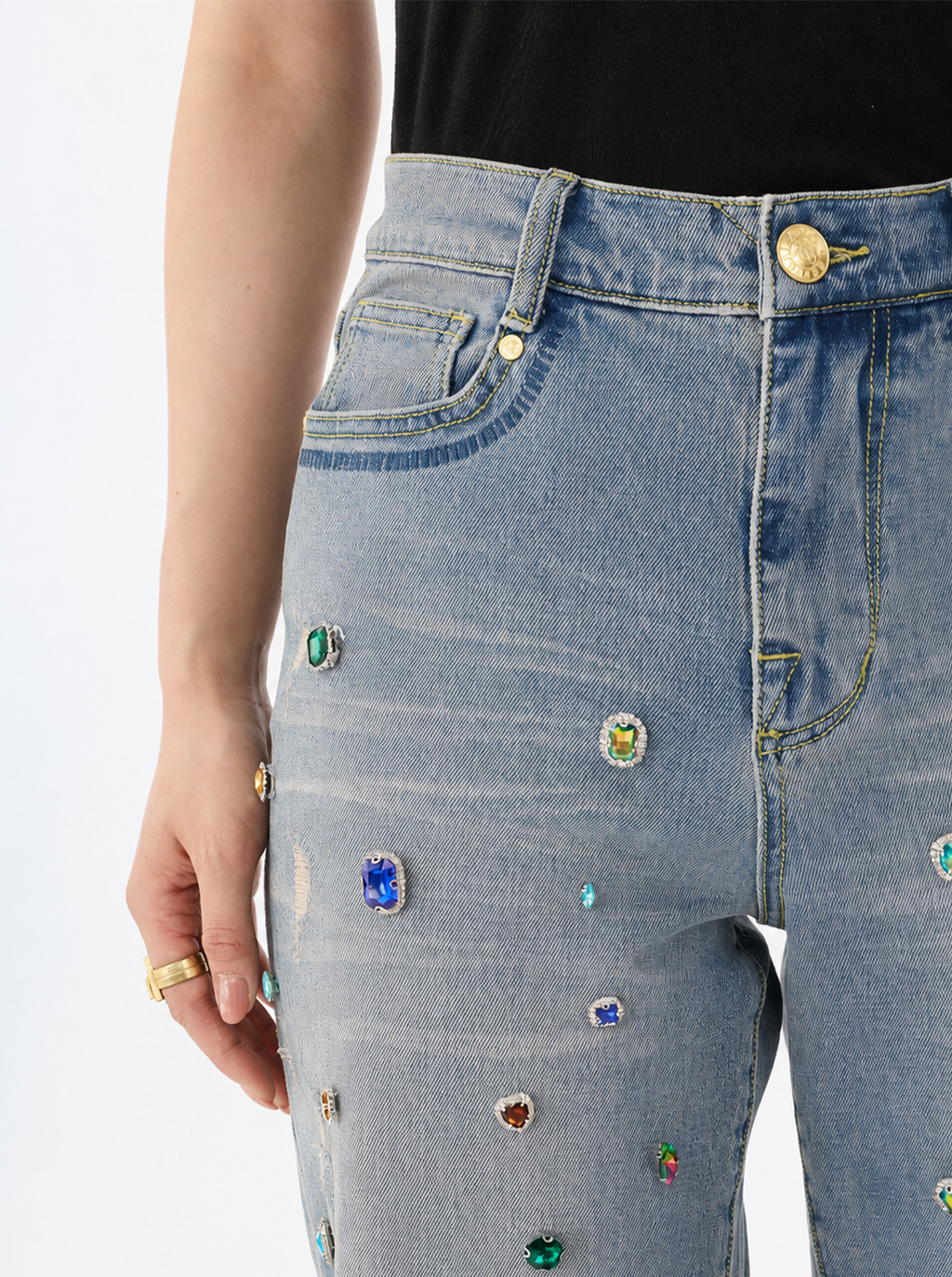 Kaia Multi-Color Crystal Straight Jean