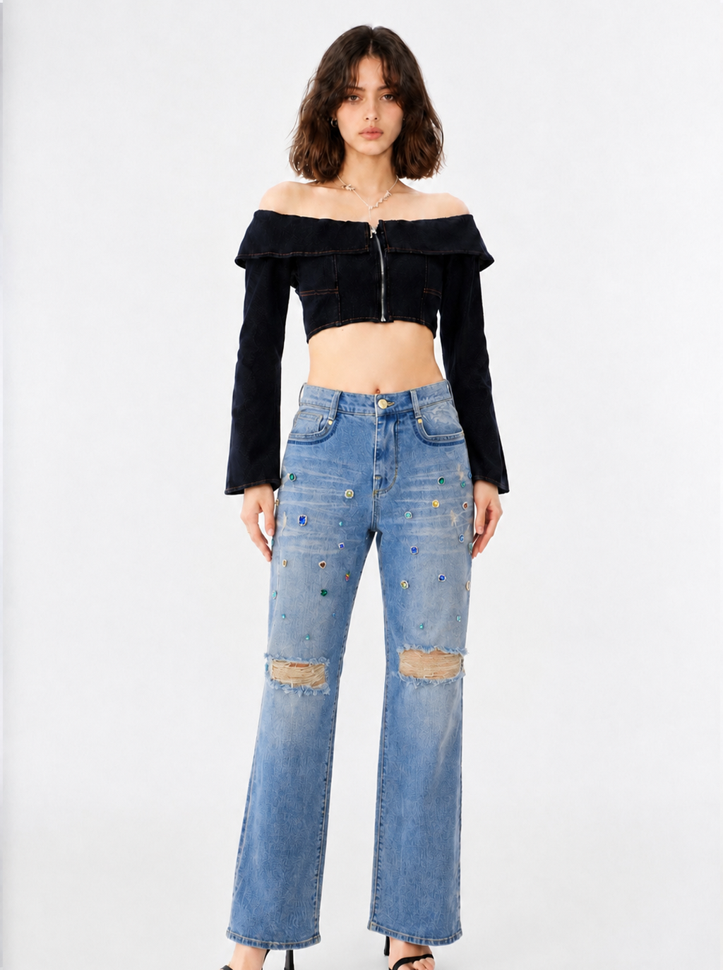 Kaia Multi-Color Crystal Straight Jean