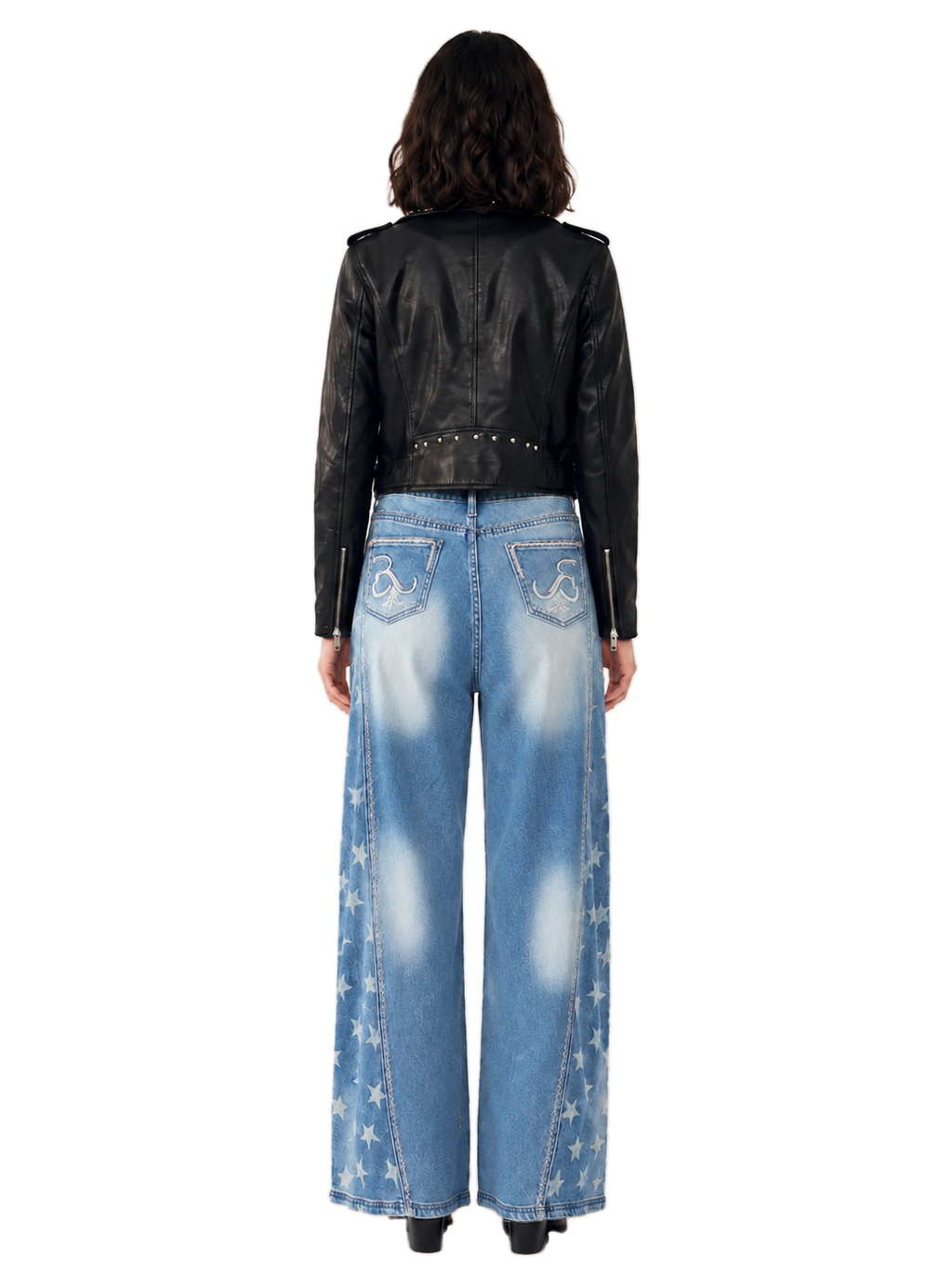 Kendall High Rise Star Embellished Wide Leg Jean