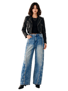 Kendall High Rise Star Embellished Wide Leg Jean