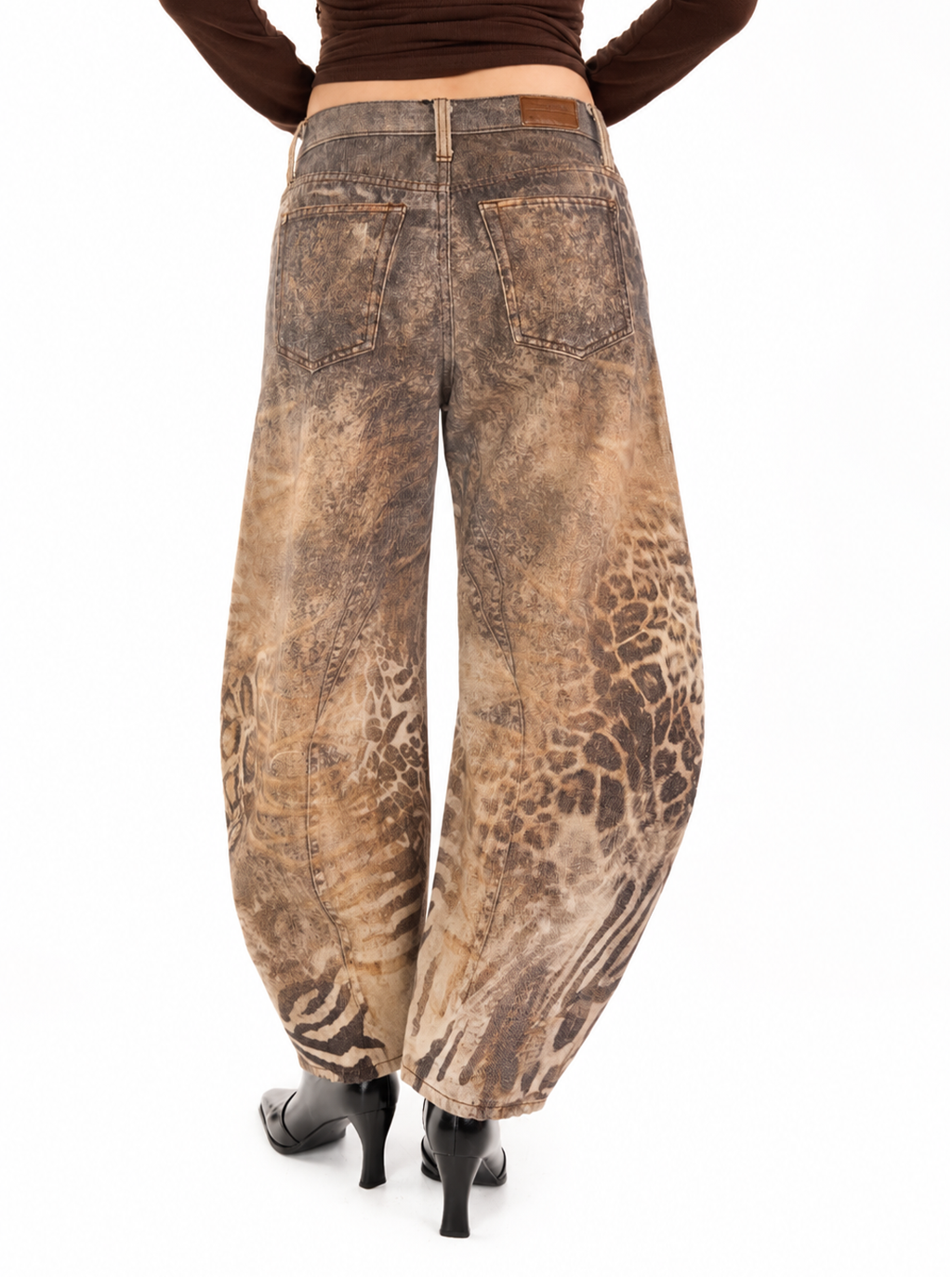 Kaia Mid Rise Animal Print Straight Jean