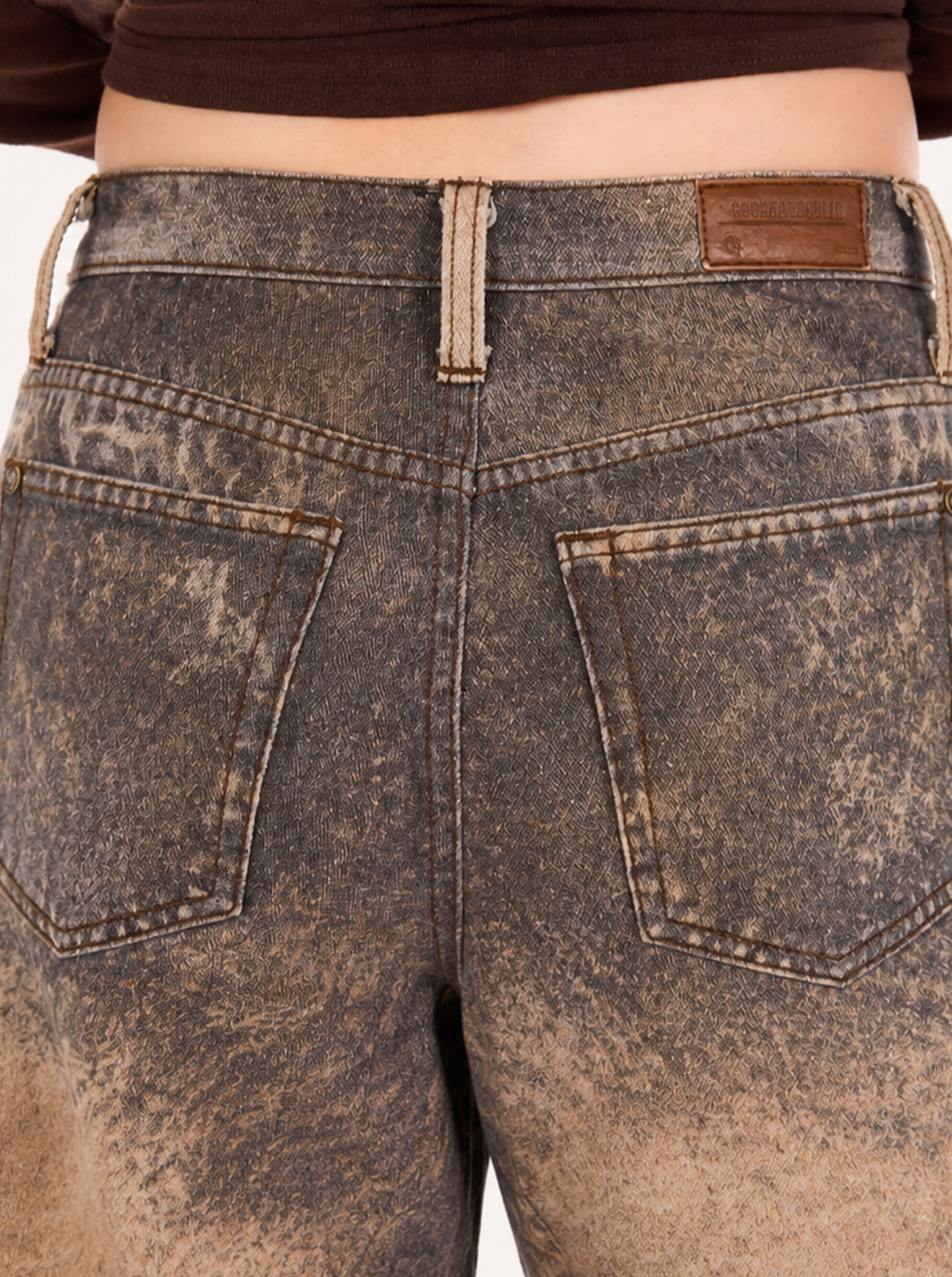 Kaia Mid Rise Animal Print Straight Jean