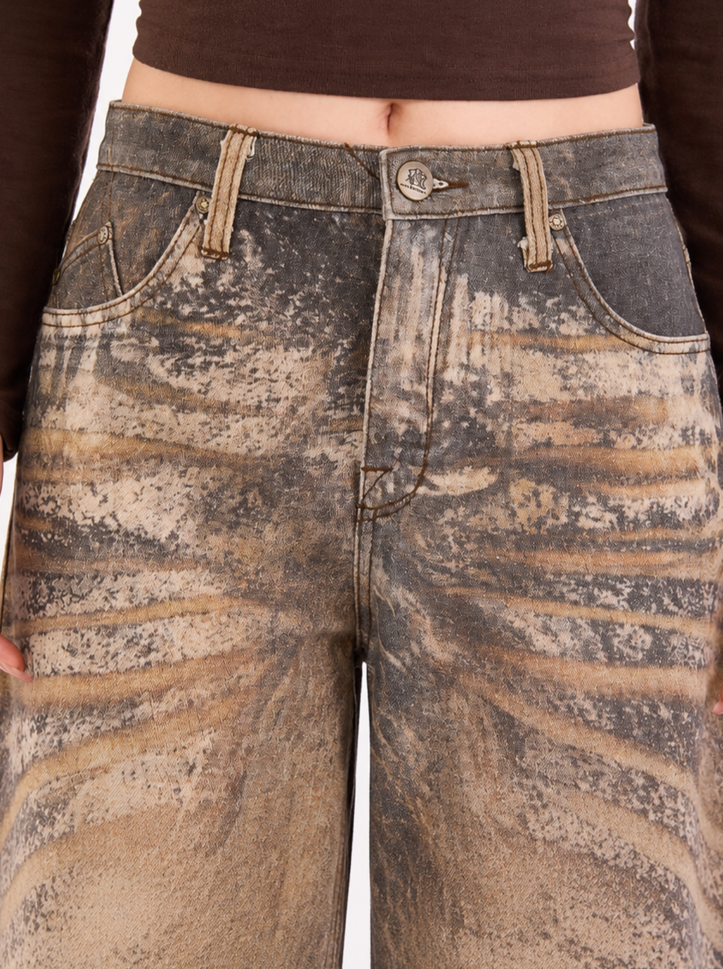 Kaia Mid Rise Animal Print Straight Jean