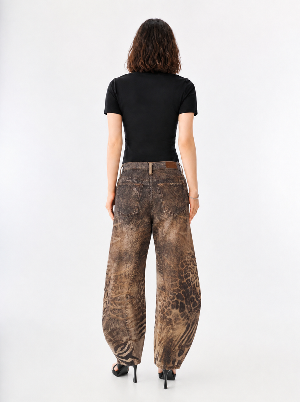 Kaia Mid Rise Animal Print Straight Jean