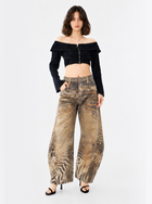 Kaia Mid Rise Animal Print Straight Jean