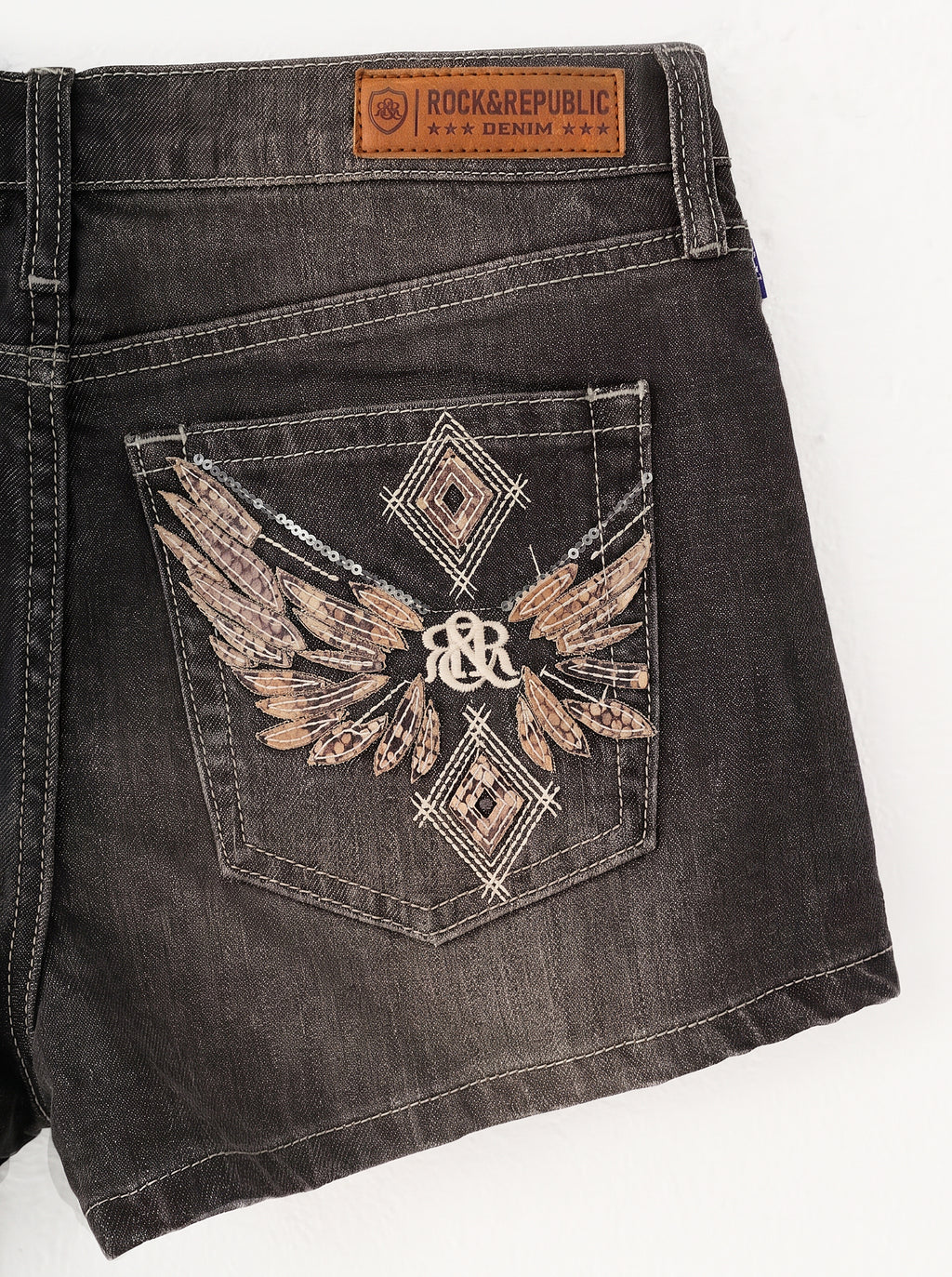 Stella Embroidered Denim Shorts