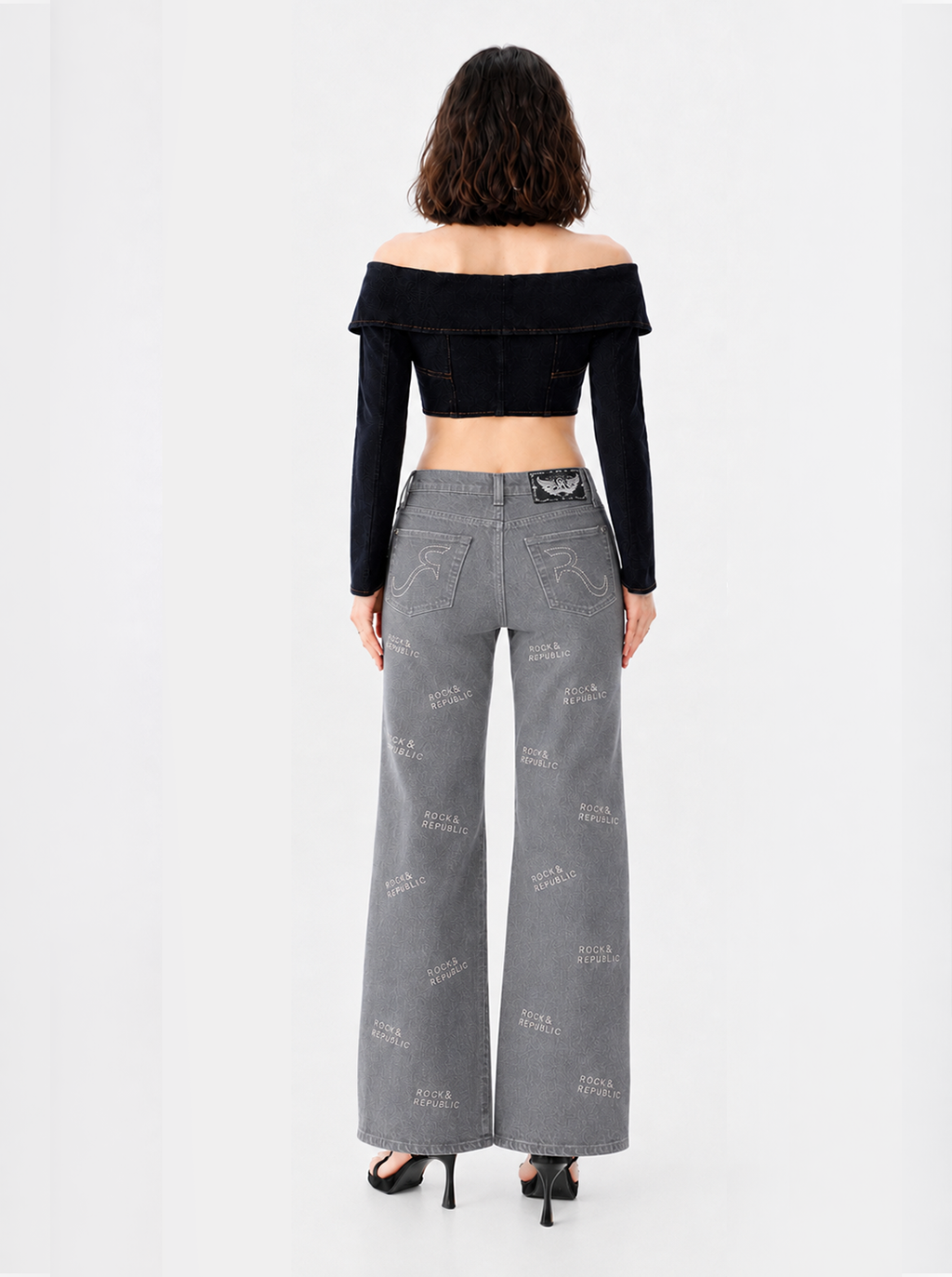 Kaia Tonal Logo Print Straight Jean