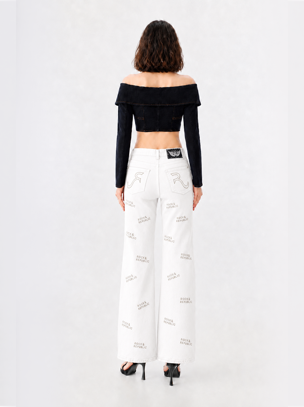 Kaia Tonal Logo Print Straight Jean
