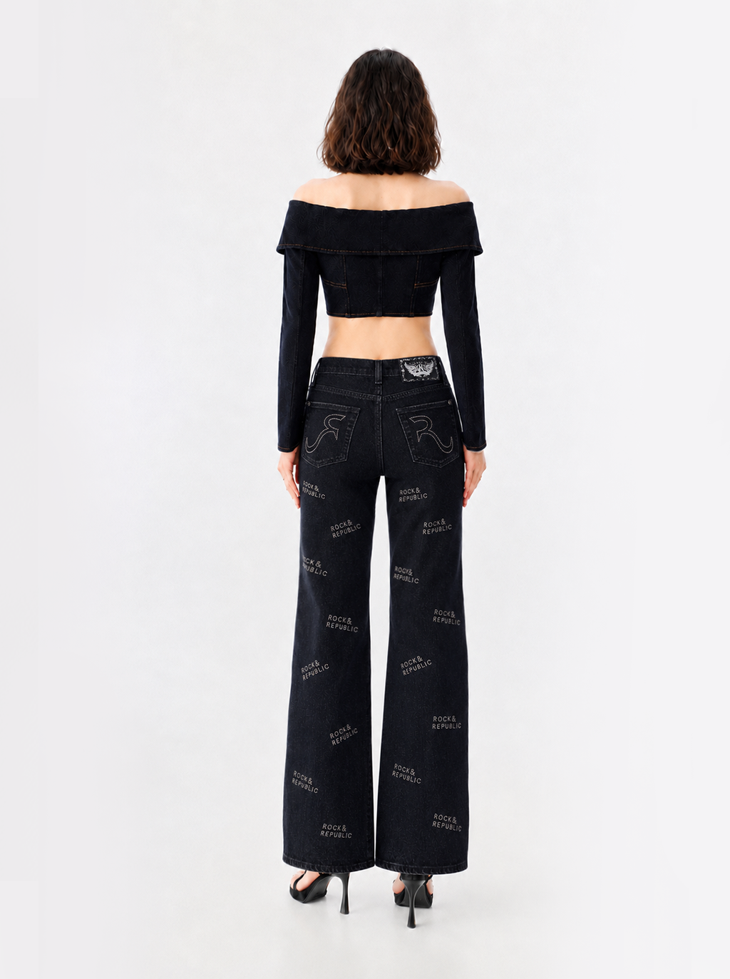 Kaia Tonal Logo Print Straight Jean