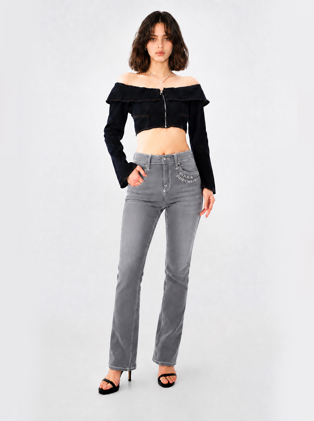 Kaia Skull Embroidered Straight Jean