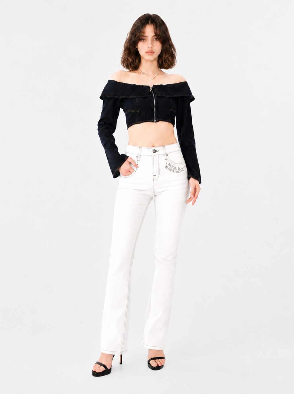 Kaia Skull Embroidered Straight Jean