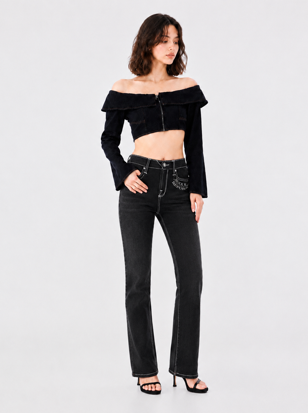 Kaia Skull Embroidered Straight Jean
