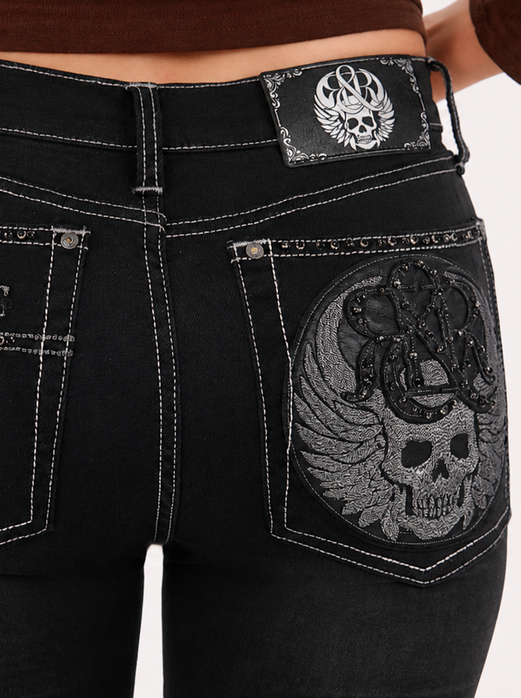 Kaia Skull Embroidered Straight Jean