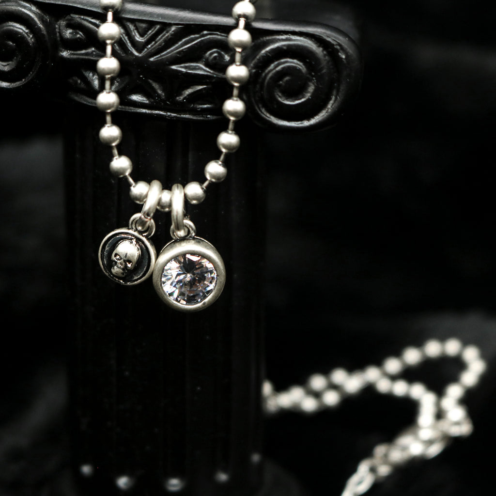 Skull Crystal Ball Chain Necklace
