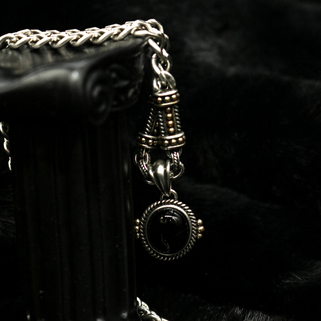 Black Cabochon Link Chain Necklace