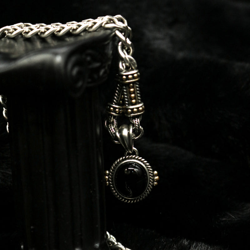 Black Cabochon Link Chain Necklace
