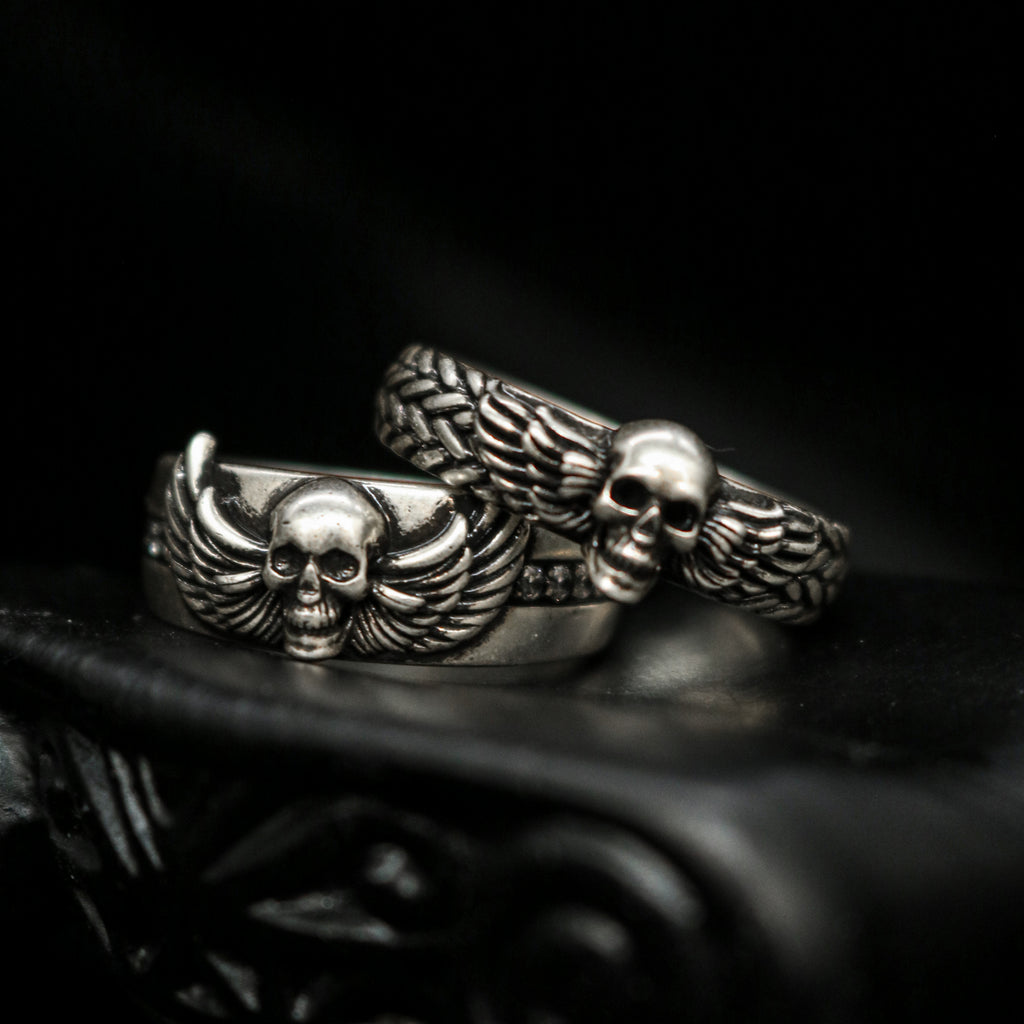 Winged Skull Couple Rings