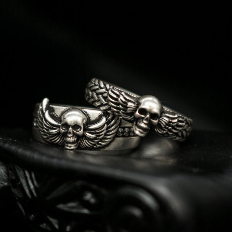 Winged Skull Couple Rings